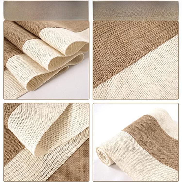 Jute Burlap Table Runner with Light Edge Trim