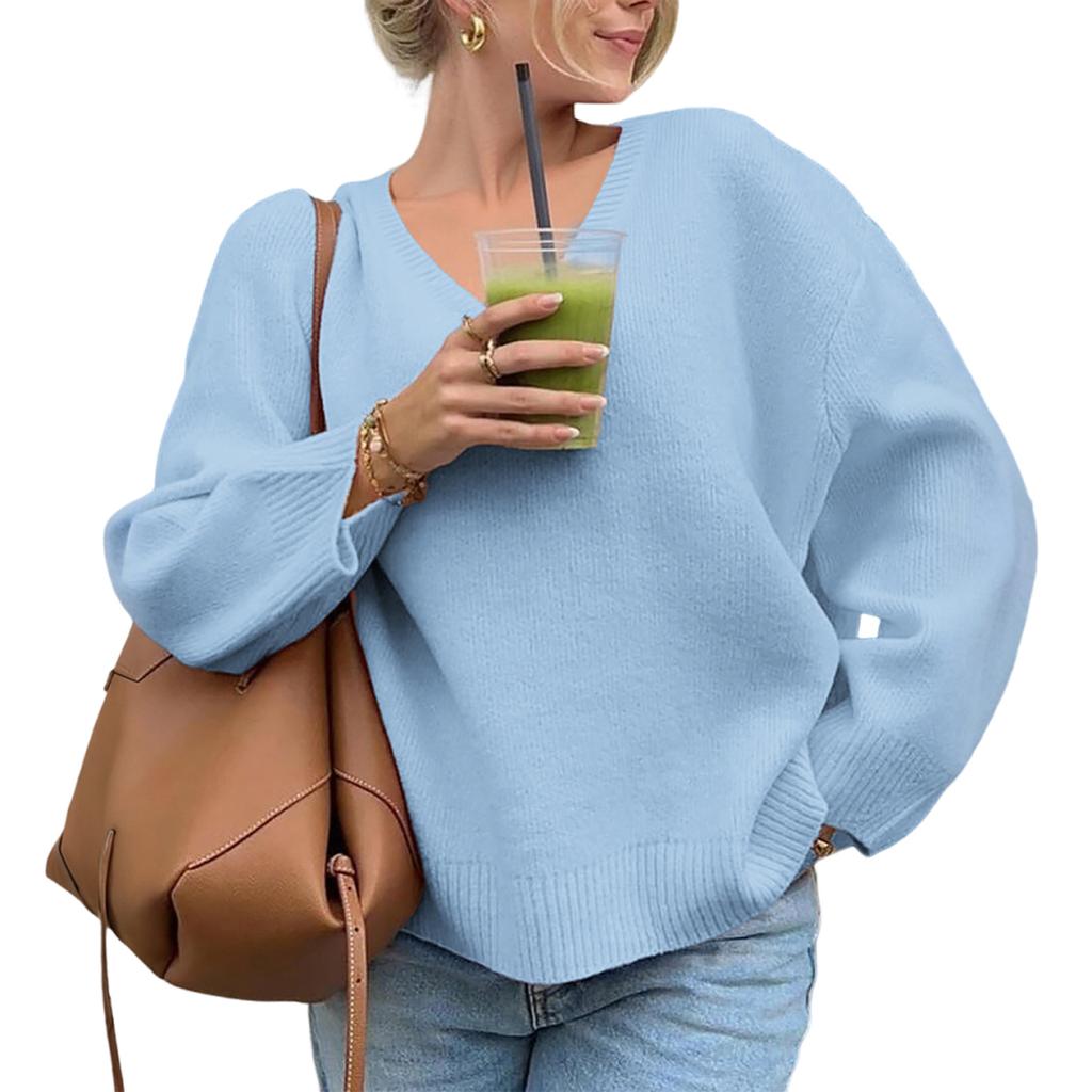 Женские топы рубашка с длинным рукавом V-образный вырез повседневная свободная футболка топы