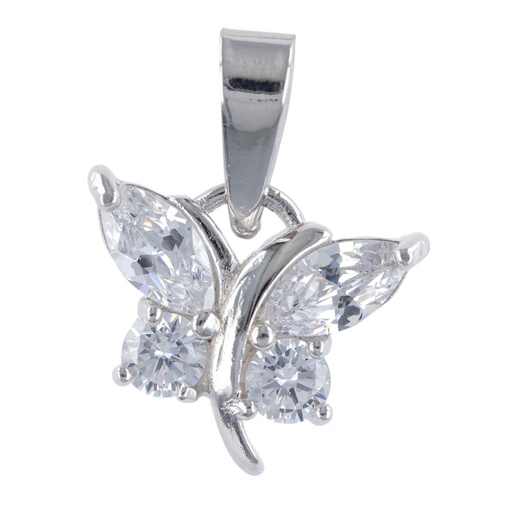 Les Trésors De Lily [R4802] - Silver Pendant 'Papillons De Charme' Silver White (rhodium) - 12x9mm