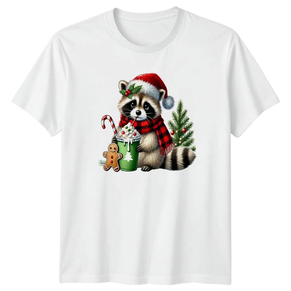 Raccoon Christmas Holiday Unisexs TShirt Unisexs Tee Graphic Unisex Top a