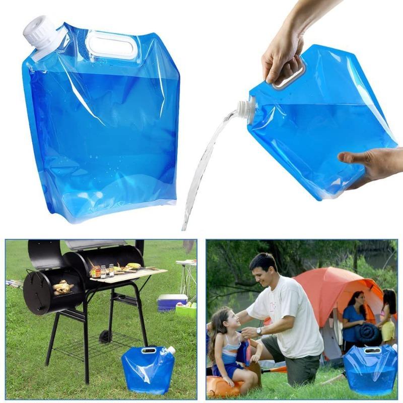 5/10L Water Bag Camping Supplies Portable Folding Water Bucket Large Water Bottle Container Outdoor Travel Collapsible Pouch Outdoor Water Storage Bag