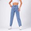 Женские джинсы с высокой талией, зауженные, свободного кроя, Mom Jeans, джинсы из стираного денима для стритвира, повседневный образ