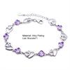 Shining Hollow Women Bracelet Plating Heart-shaped Purple Rhinestone Bracelet Jewelry Accessory
