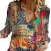 lapel collar long sleeve women's shirt European and American trend new women's clothing light mature digital printing wholesale