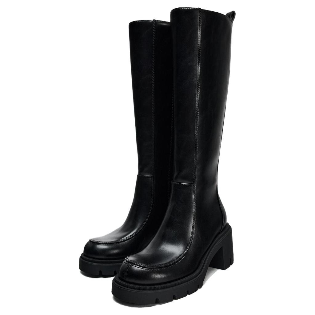 Zara Comfortable Versatile Knee-High Boots 7.5cm Women Boots Black 13049410800
