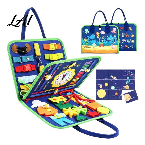 Sensory Toys for Autistic Children 2 in 1 Felt Busy Board Alphabet Clock Cognitive Learning Toy Portable Montessori Educational Developmental