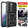 Чехол для Redmi 15 Глобальная версия (171 мм) Чехол-броня со сдвижной камерой, кольцом-подставкой и защитой, чехол для телефона Capa