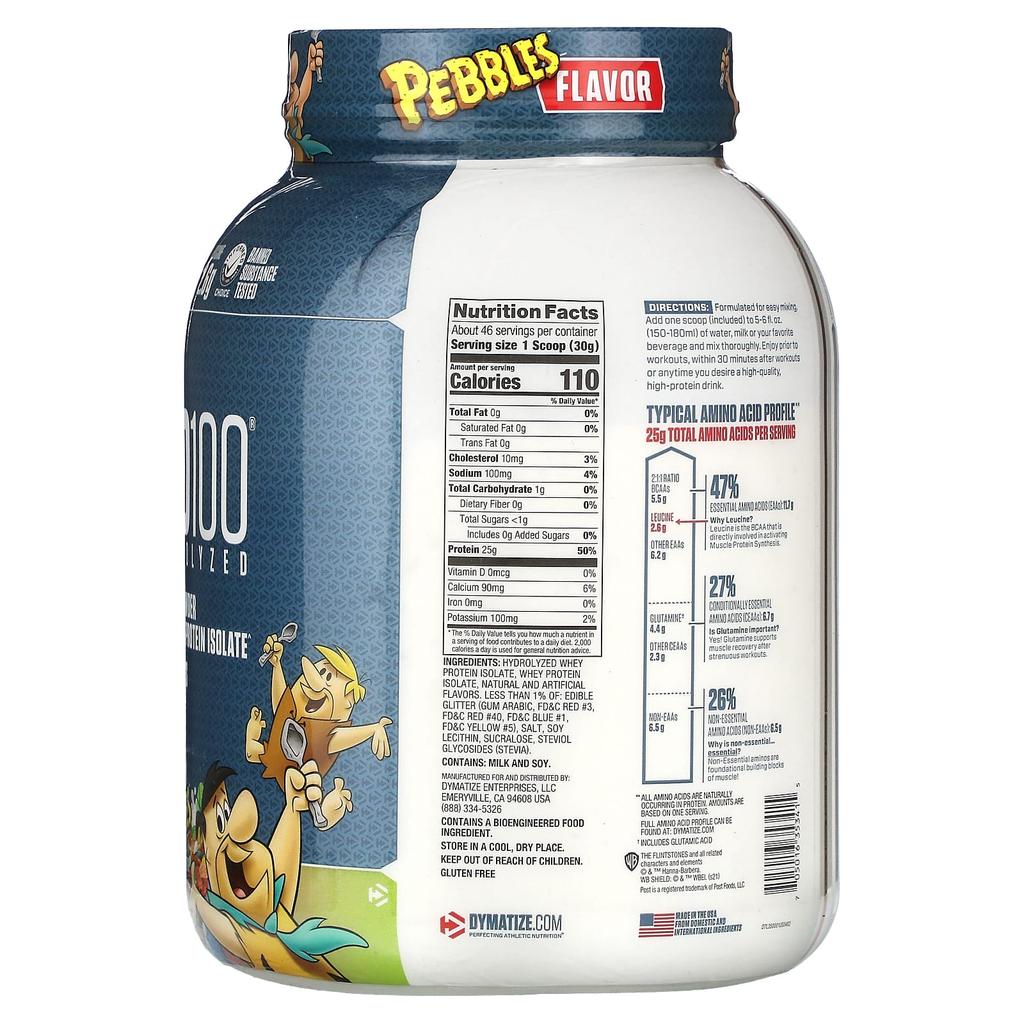 Hydrolyzed Iso100, 100% Whey Protein Isolate, Fruity Pebble, 1.4Kg (3Lbs)