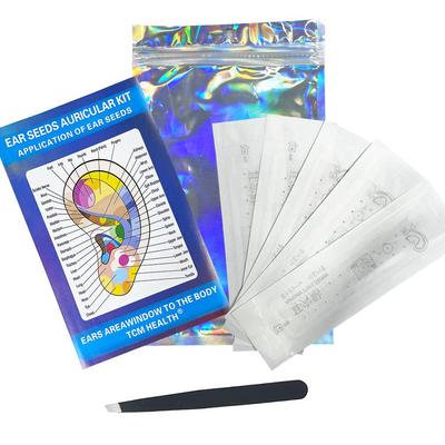 Семена уха для разных состояний, набор акупунктурных аурикулярных наклеек, 100 шт., семена уха с акупрессурой, пинцет для ушной диаграммы