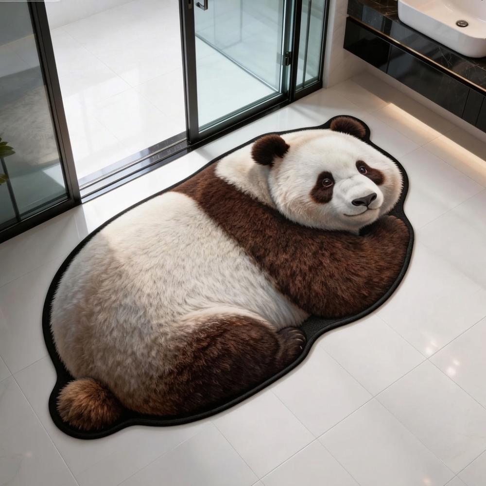 Non-Slip Home Decor Carpet 2D Cartoon Carpet Cute Panda-Shaped Area Rug  Bedrooms