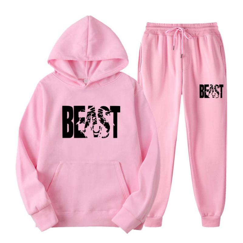 Осенние и зимние комплекты с капюшоном, мужские модные флисовые красные толстовки, брендовые брюки, повседневный костюм для бега, спортивный костюм, толстовка, женский пуловер