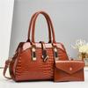 Women's Bag Hand Platinum Bright Leather Handbag Mother Bag Crocodile Pattern Shoulder Bag Messenger Bag