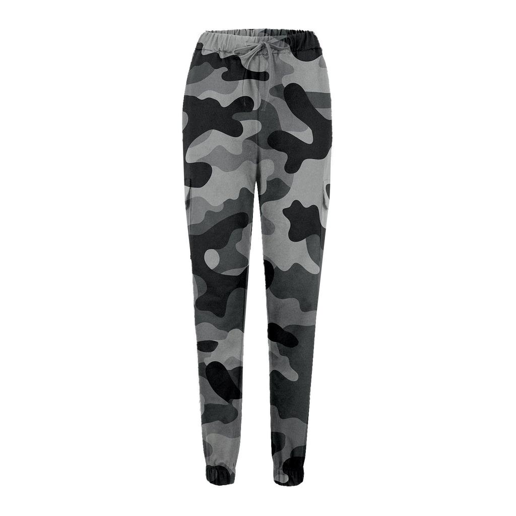 Женские камуфляжные повседневные брюки-карандаш с эластичной резинкой на талии и боковыми карманами