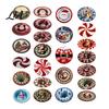 Non Slip Christmas Carpet Round Rug, 39" Imitation Cashmere Santa Snowflake Pattern, Warm Bedroom Holiday Area Rug for Home Living Room Decor
