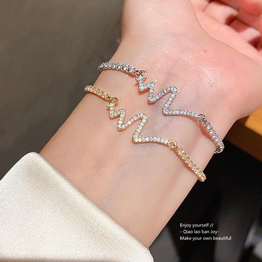 Браслет-подвеска в форме сердца из циркона со сверкающими камнями для женского модного аксессуара