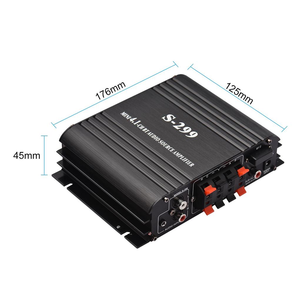 S-299 Mini 4.1 Усилитель мощности звука BT Портативный автомобильный и домашний аудиоусилитель двойного назначения 4*40 Вт с дистанционным управлением