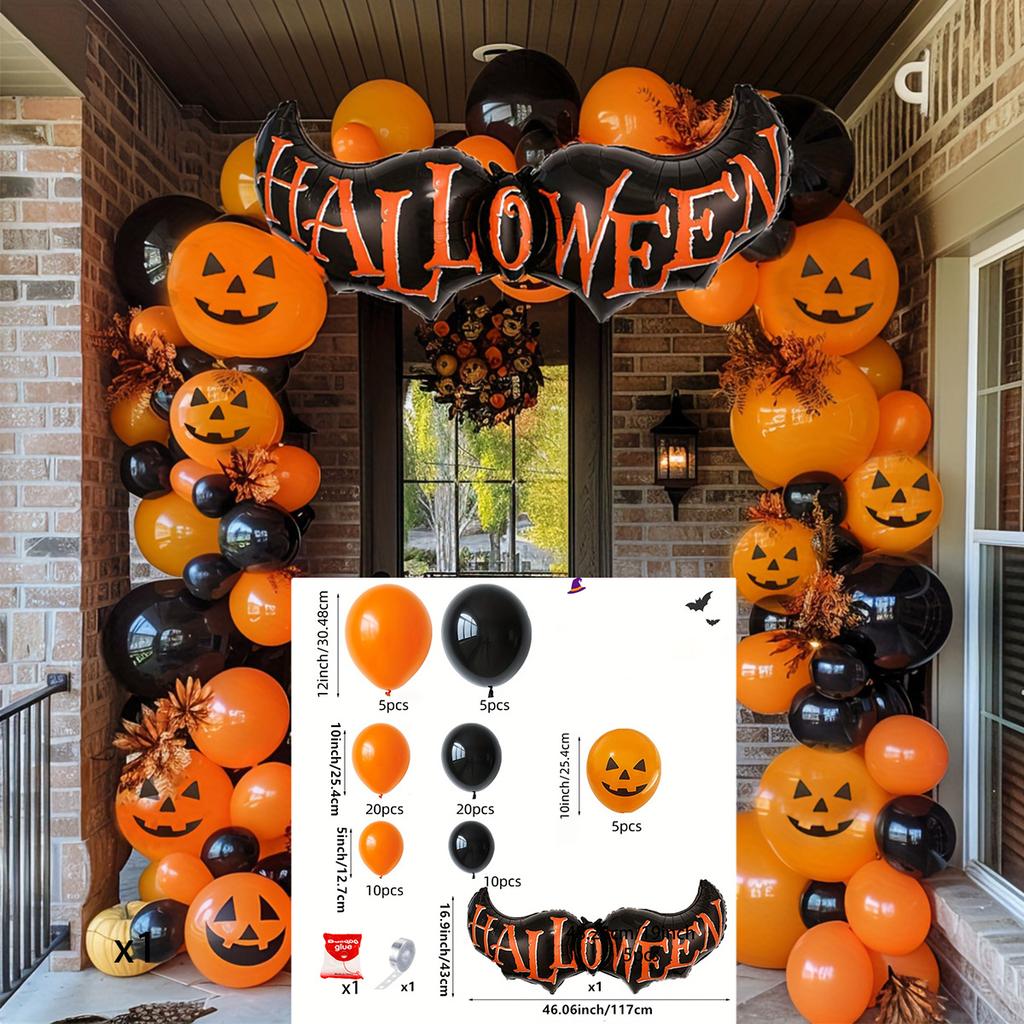 82 Halloween Balloon Sets, Black and Orange Balloons, Used for Halloween Decoration for Anniversaries, Graduations, Birthdays