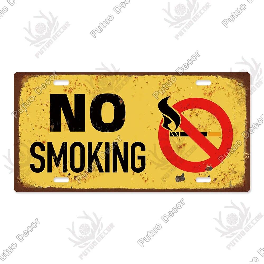 Putuo Decor Warning Metal Sign Plaque Metal Vintage Licenses Plate Tin Sign Wall Decor for Gas Station Pub Bar Beach Decoration