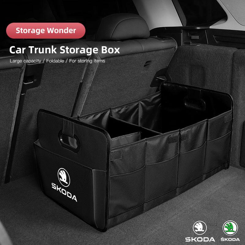 AEB1 Car Trunk Organizer Box Foldable Large-capacity Storage Case For Skoda Octavia Kylaq Elroq Kodiaq Scala Rapid Superb Karoq Yeti