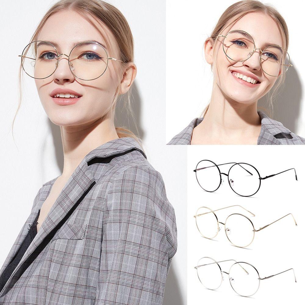 Fashion Round Glasses Women Men Metal Vintage Glasses Oversized Glasses Optical Eyeglass Frame Spectacles Eyeglasses