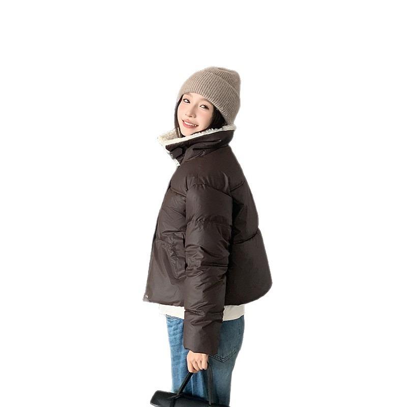 Женская новая зимняя модная крутая куртка с лацканами из овечьей шерсти, короткая универсальная бархатная куртка с подкладкой