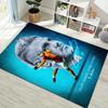 Blue Football Player Portrait Action Print Area Rug, Sports Fan Non‑Slip Floor Mat for Living Room Bedroom Home Decor