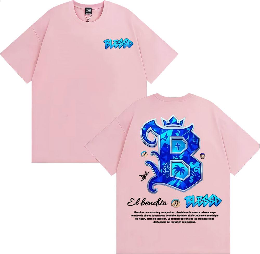 Rapper Blessd El Bendito Logo Graphic T Shirts Unisexs Clothing Harajuku Retro Short Sleeve Tshirt Summer Tops Streetwear T Shirt