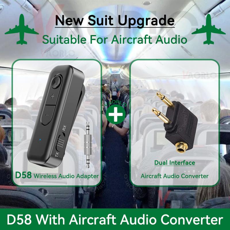 2-в-1 Bluetooth 5.3 аудио передатчик приемник 3.5MM AUX воротник-зажим с микрофоном беспроводной адаптер для автомобиля самолет ТВ ПК автомобиль