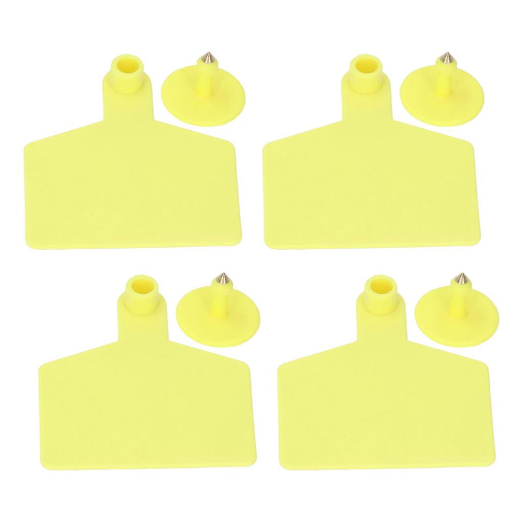 100 Set Blank Cattle Ear Tag Large Yellow Animal Identification Livestock Handling Supplies