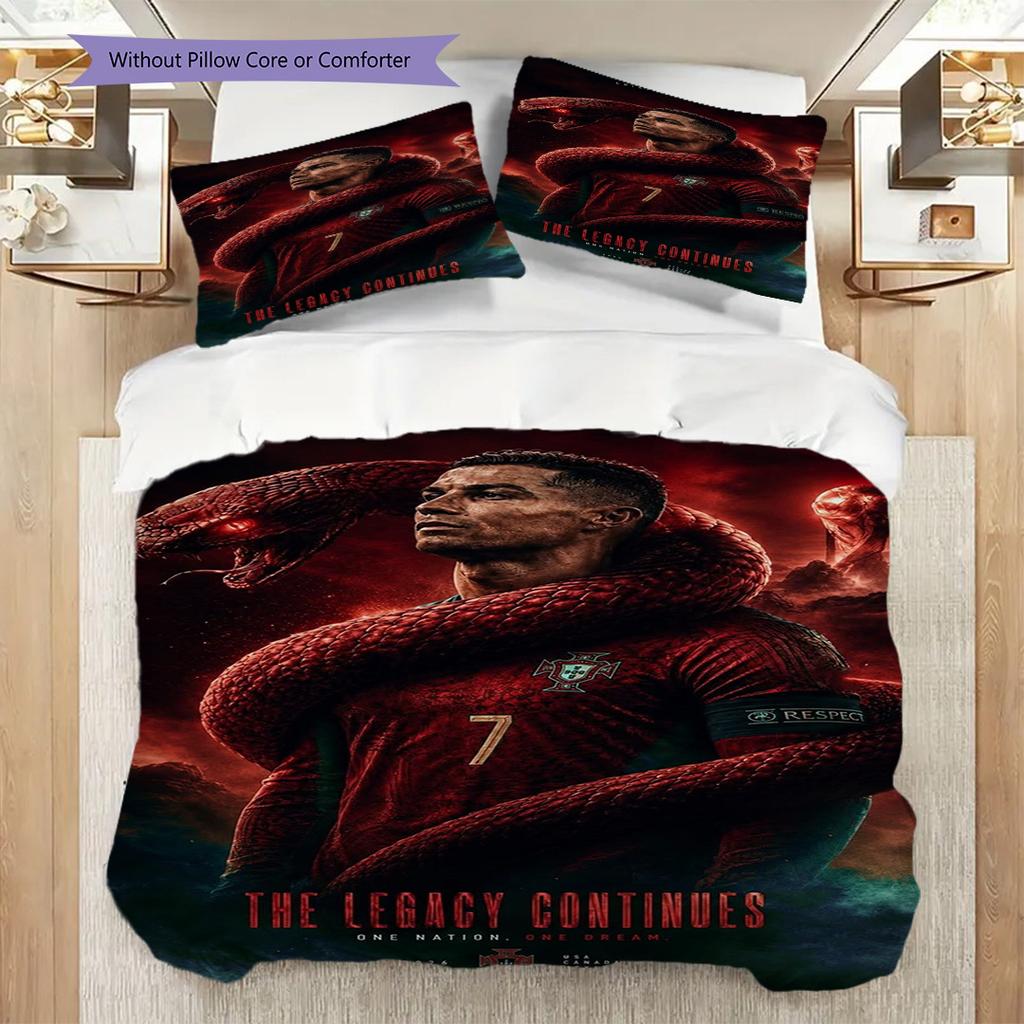 Ronaldo's Triumph Three-piece set (1 * duvet cover + 2 * pillowcase, without core) Duvet cover and pillowcase Christmas birthday gift
