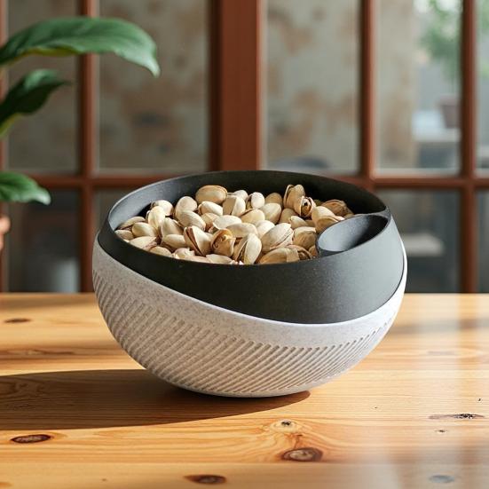 Напечатанная на 3D-принтере миска для семечек и орехов, двухслойная тарелка для закусок с отсеком для шелухи, сервировочная миска для фруктов и конфет, контейнер для отходов от скорлупы