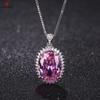 New High-end Super Popular Fashion Oval Pink Zircon Luxury Necklace Pendant Women's Korean Clavicle Chain For Women Charm Wedding Engagement