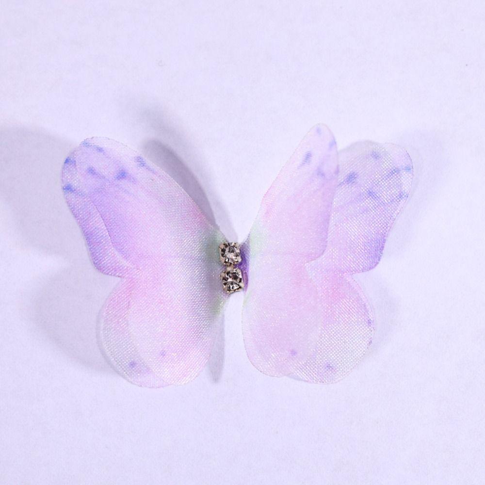 50 шт. аппликации из органзы с градиентным цветом в виде бабочек, свадебные аксессуары для волос