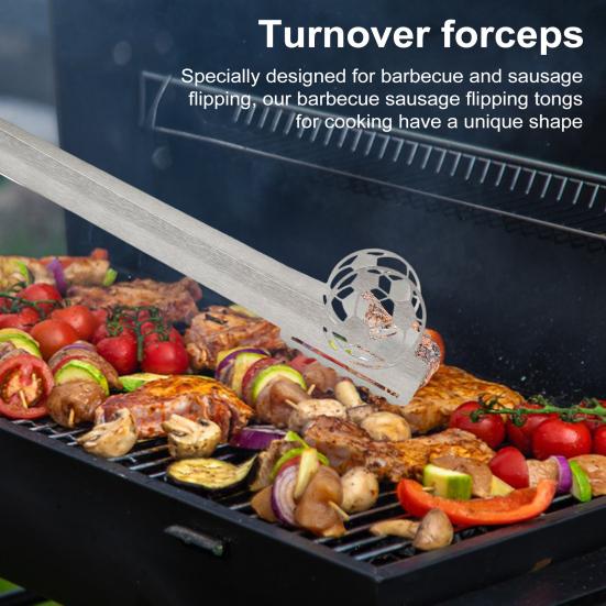 BBQ Tongs Stainless Steel Kitchen Tongs Heat Resistant Non-Slip Grip Metal Pliers for Grilling Rust-Proof Barbecue Clamps for Picnic Camping Cooking