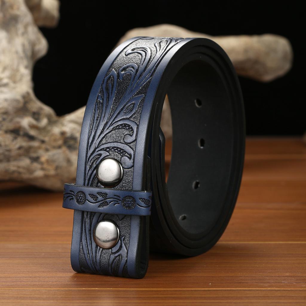 Персонализированный ремень в стиле вестерн из денима, ретро-дизайн, нейтральный стиль, мужской и женский тисненый ремень