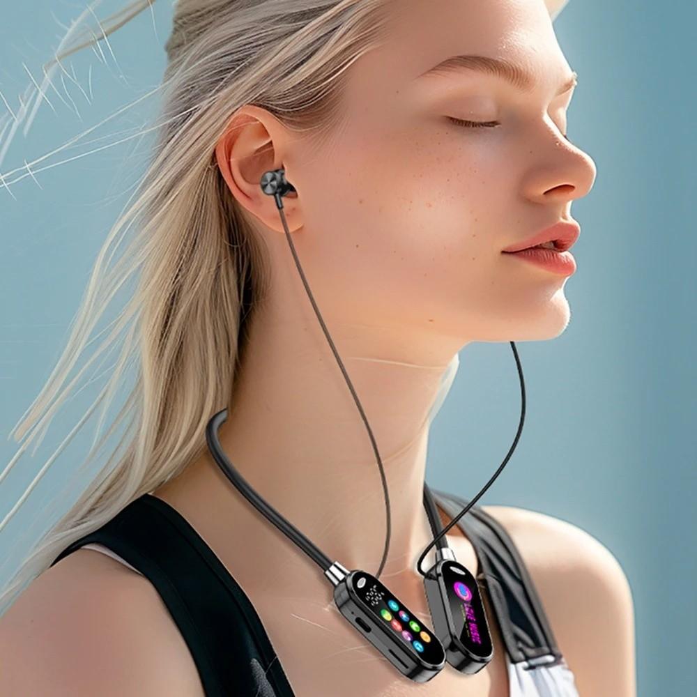 Цветной экран Bluetooth 5.4 Наушник LED-дисплей Hi-Fi стерео шейный наушник Шумоподавление Hi-Fi звук Беспроводные наушники