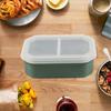 Силиконовый ланч-бокс с двойным отделением, контейнер для бенто, портативный, подходит для микроволновой печи, для приготовления еды на работу, в школу, на пикники