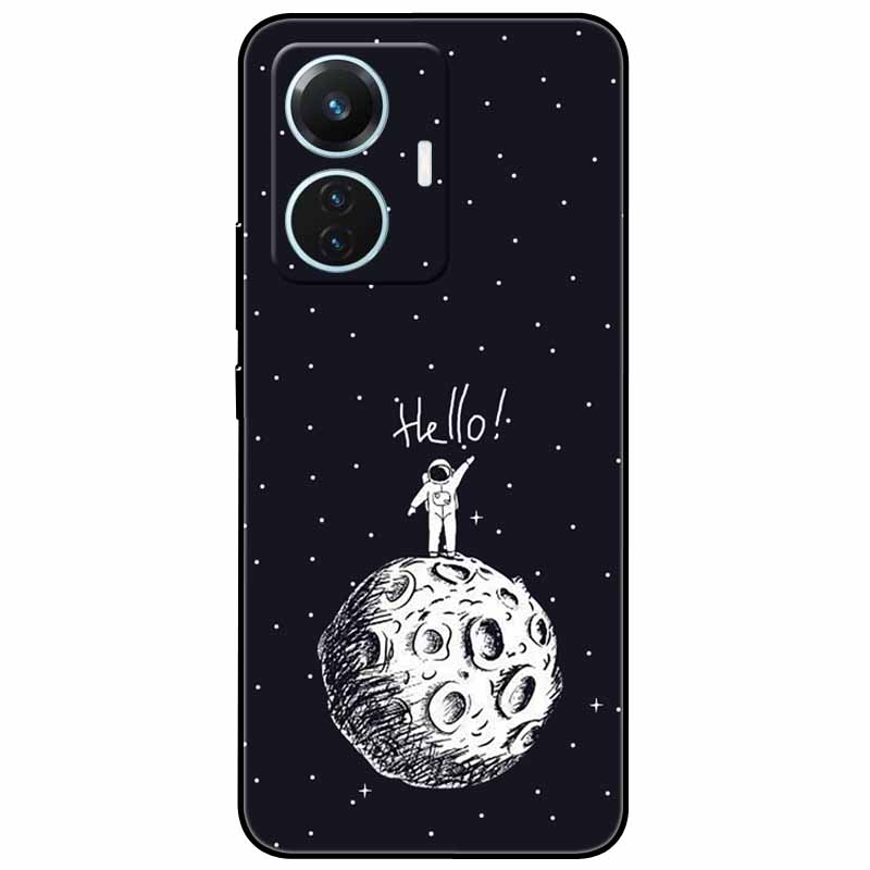 Чехол для vivo T1 4G V2153 Чехлы ТПУ Черный Силиконовый Звездная Луна Чехол для vivo T1 44W Чехол Ударопрочный Мягкий X100 Pro Корпуса