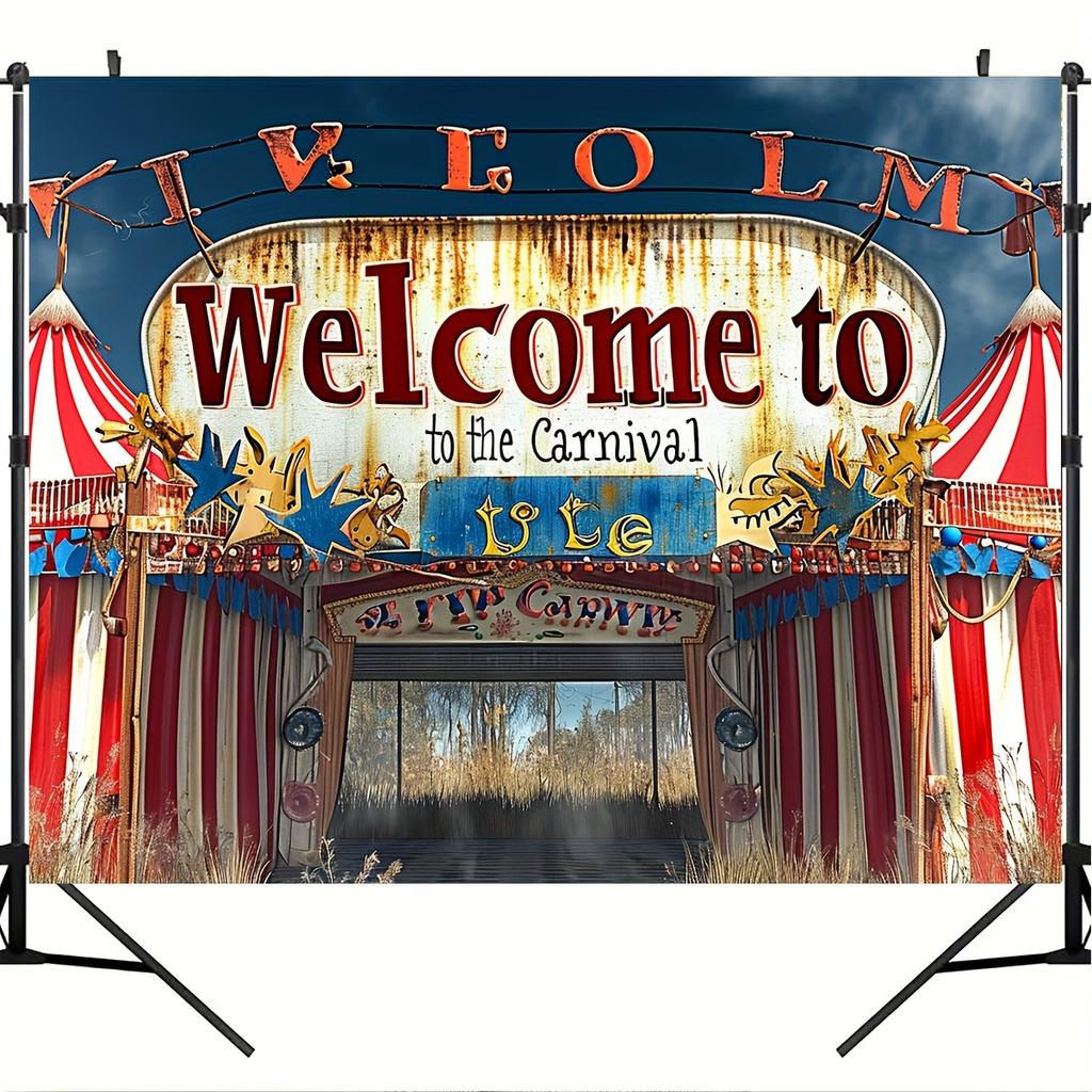 1 Standard-sized, large-scale circus festival background.Welcome to the circus festival banner background photo background board