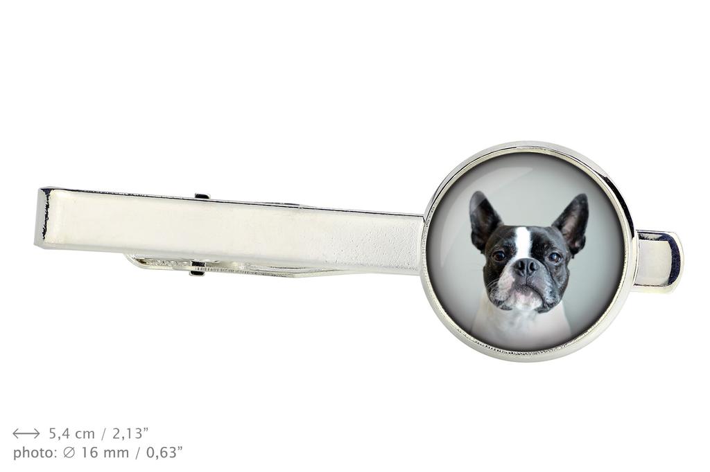 Boston Terrier, American Gentleman - tie clip in a box, stylish tie, personalized jewelry from the Art-Dog brand