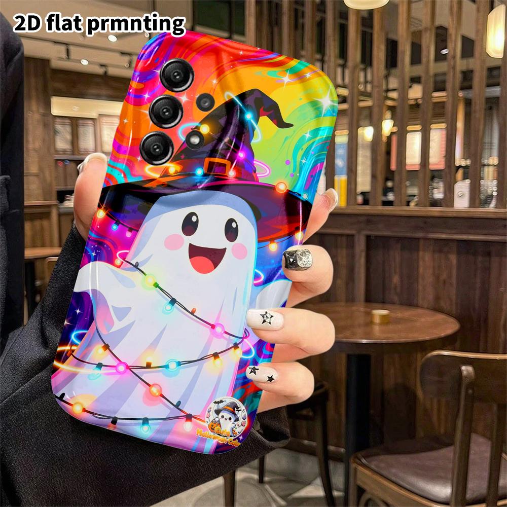 Phone Case: 2D Flat Samsung Galaxy A34 A35 M05 M06 S20 S22 S21 FE Plus 5G Protective Case, Rainbow Neon, Christmas and Halloween Gifts