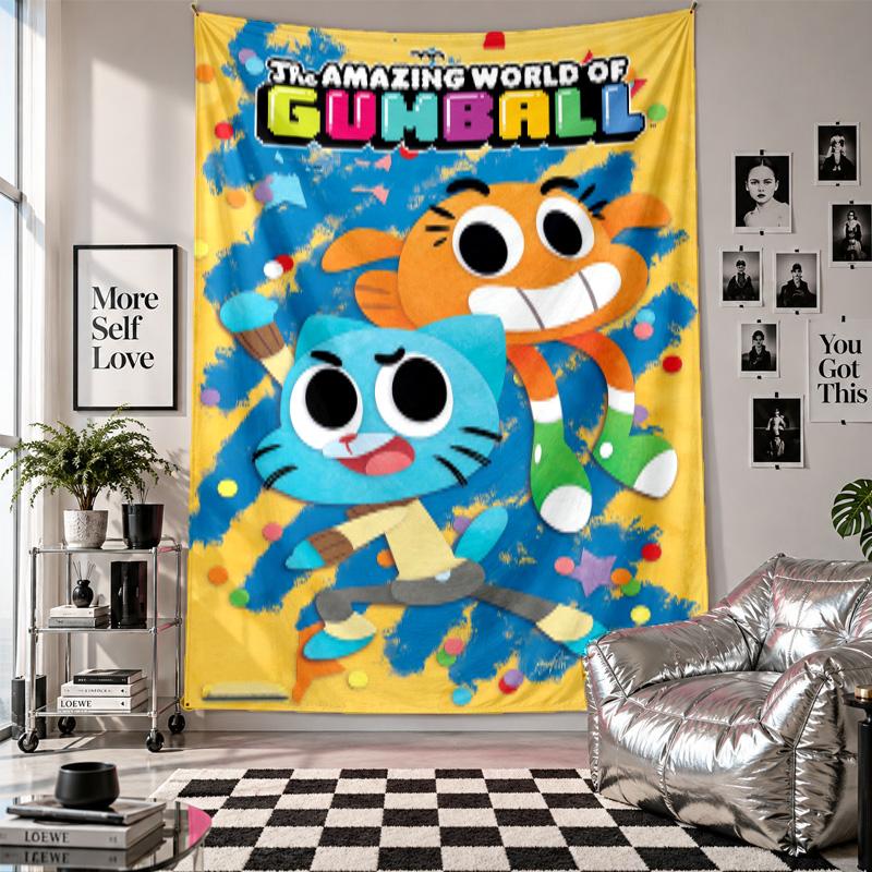 Wall TapestryAmazing World of Gumball Art Hanging Cloth Decorative Background Cover for Room Decoration
