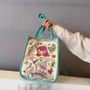 Сумка-ведро для девочки, сумка-бенто на работу, наплечная сумка, холщовая сумка с детскими граффити, милая иллюстрация