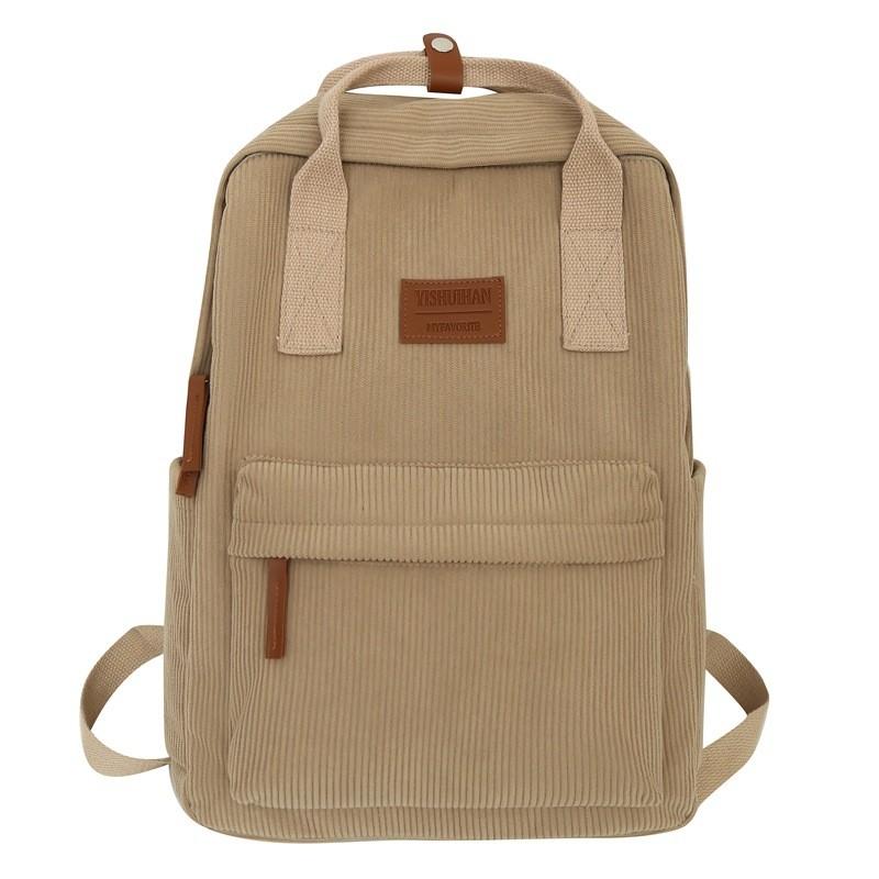 Sports Backpack School Universal Brown Corduroy Urban Fashionable