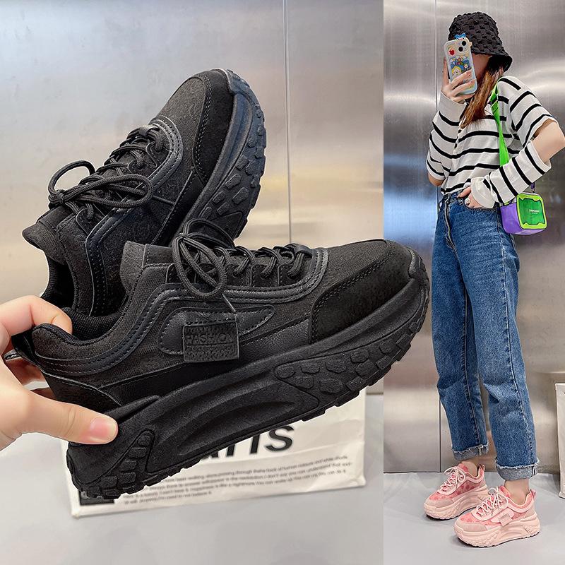 Breathable Dad Shoes Children's Small Fragrant Autumn New Thick-soled Versatile Feet Small Height-increasing Sports and Leisure Shoes