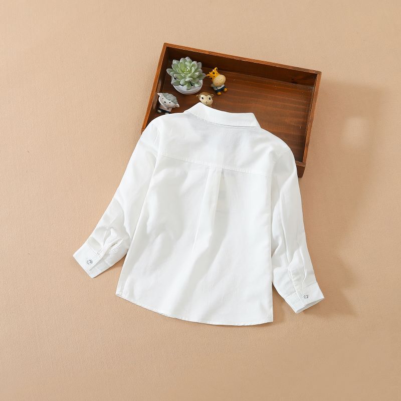 Модная одежда для мальчиков, формальные детские рубашки с длинными рукавами из хлопка, однотонная хлопковая детская одежда с отложным воротником для детей 6–14 лет
