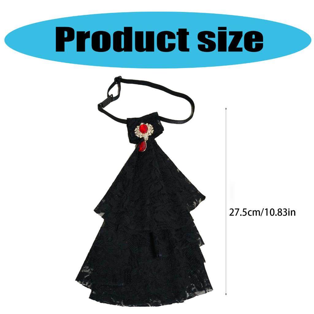 Women's Multilayer Lace Ruffle Crystal Faux Collar Gothic Victorian Detachable Jabot Collar Steampunk Clothing Accessory
