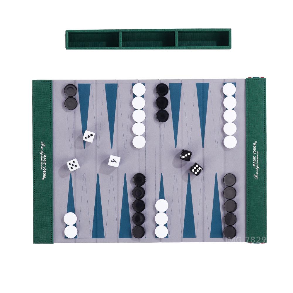 Roll-up Leather Backgammon: Portable Outdoor Travel Game Board | PU Foldable Western Chess Set