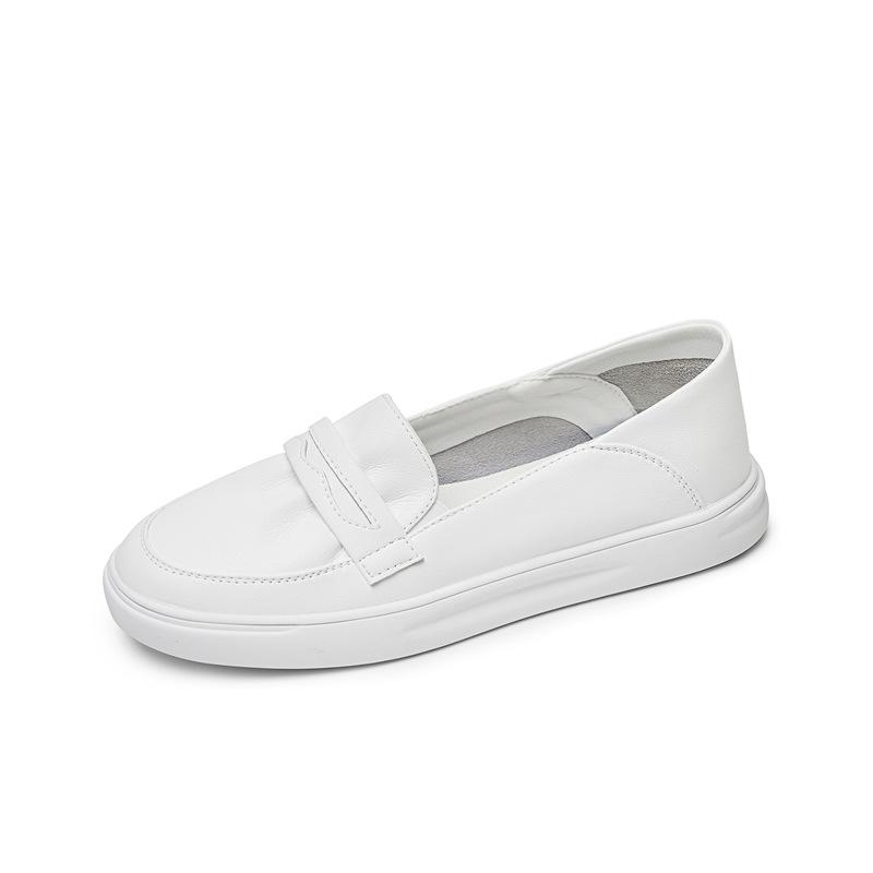 Версия из коровьей кожи, женские летние туфли медсестры на мягкой подошве, не утомляющие ноги, нескользящие маленькие белые туфли, толстая подошва увеличивает рост, рабочая обувь белая
