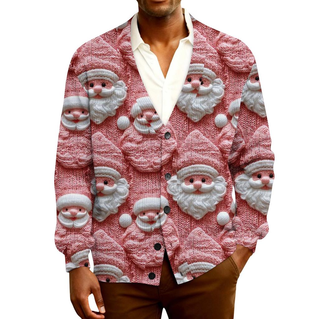 Мужской кардиган с длинным рукавом, рубчатой вязки